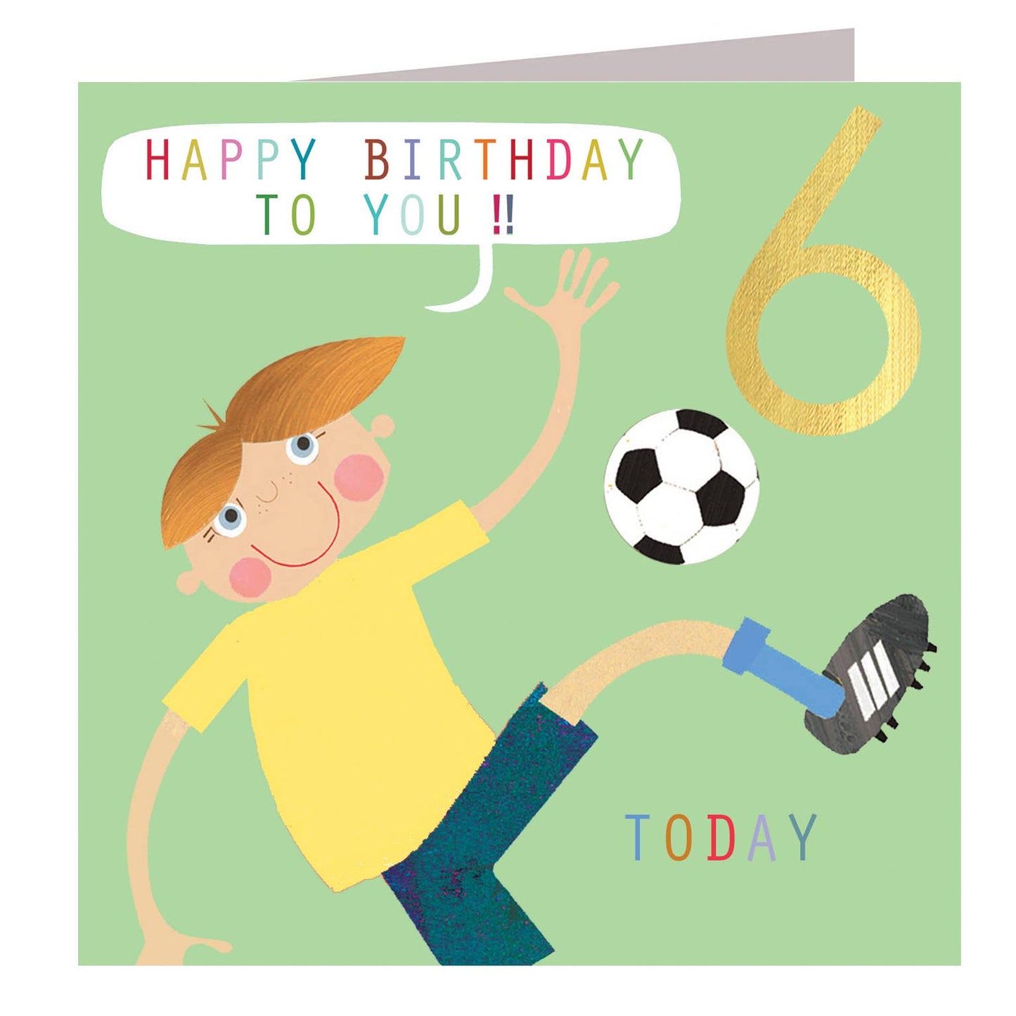 CP06 Copper Foiled Football 6th Birthday Card