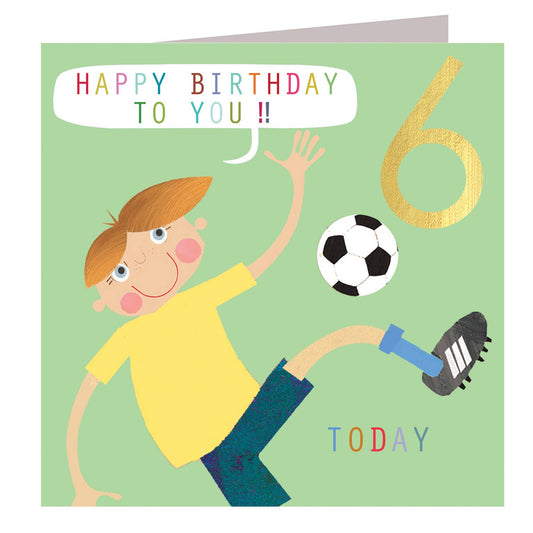 CP06 Copper Foiled Football 6th Birthday Card