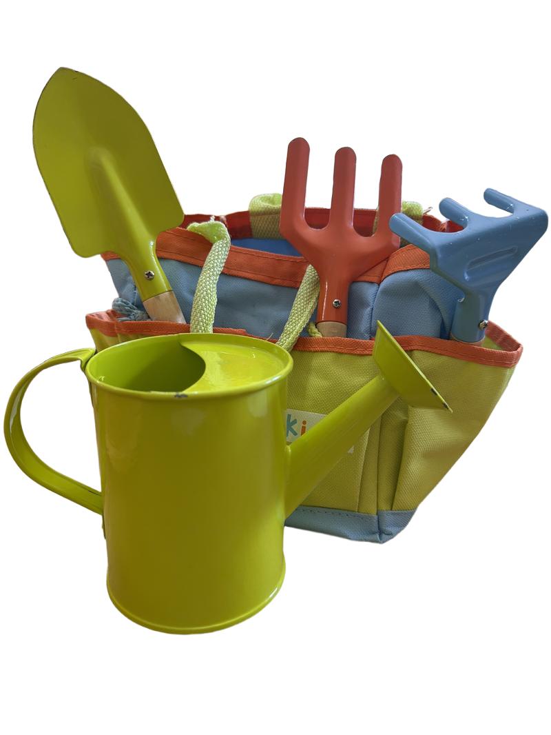 Preloved Toys - Green Blue Orange Kids Mini Gardening Kit (trowel, Watering Can, Bag, Etc) - Unknown Brand