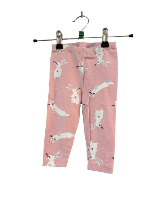 Preloved Joules - Pink Rabbit Print Leggings (6-9m)