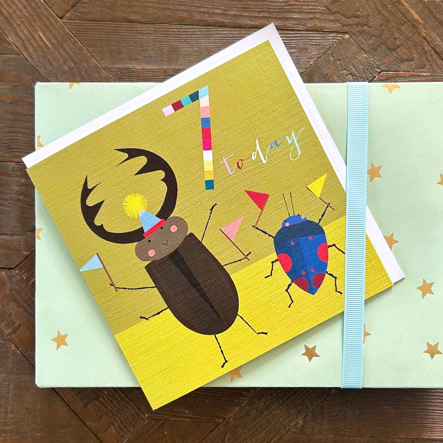 NK07 Beetles 7th Birthday Card