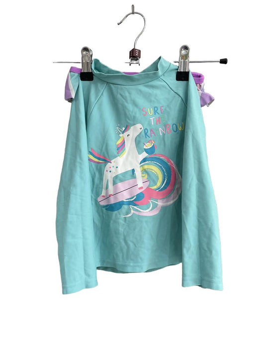 Preloved Marks & Spencer - Green Unicorn Swim Shirt And Pastel Bottoms (2-3y)