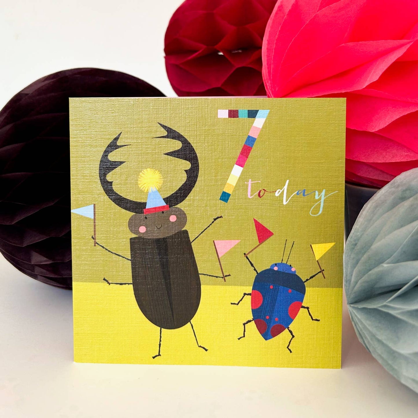 NK07 Beetles 7th Birthday Card