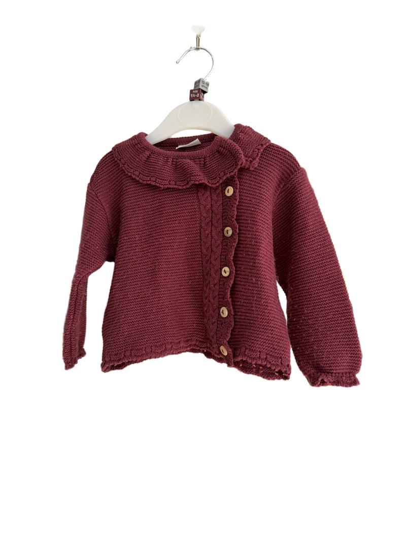 Preloved Dona Carmen - Maroon Knit Cardigan (18-24m)