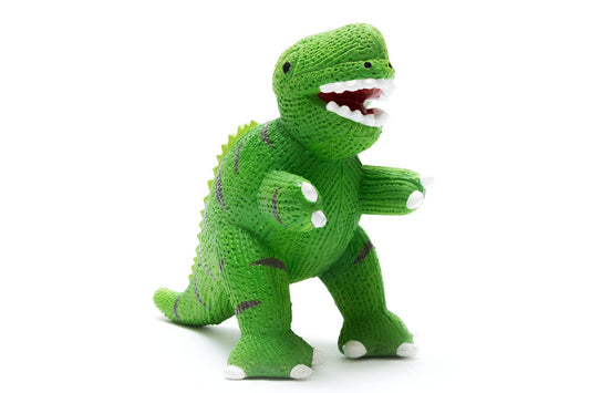 Dinosaur Toy, Bath Toy, Teether, Natural Rubber Green T Rex