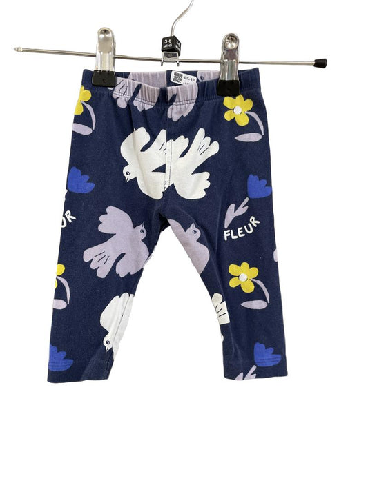 Preloved John Lewis - Trousers - Navy Floral Print Leggings (3-6m)