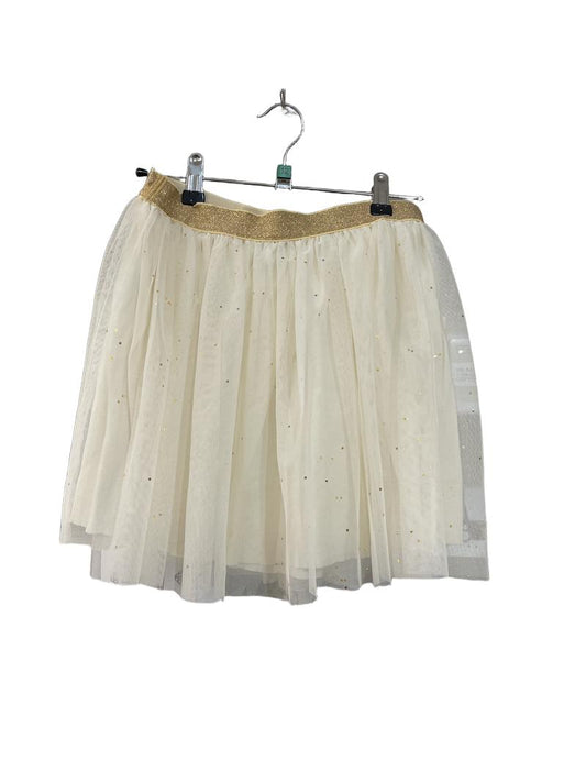 Preloved Petit Bateau - Skirt - Cream Tulle Skirt With Gold Stars And Waistband, 152 Cm (12-13y)