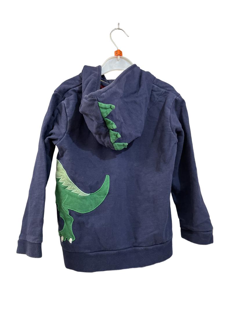 Preloved Jojo Maman Bebe - Top - Navy Zip Hoodie With Dinosaur Applique (4-5y)