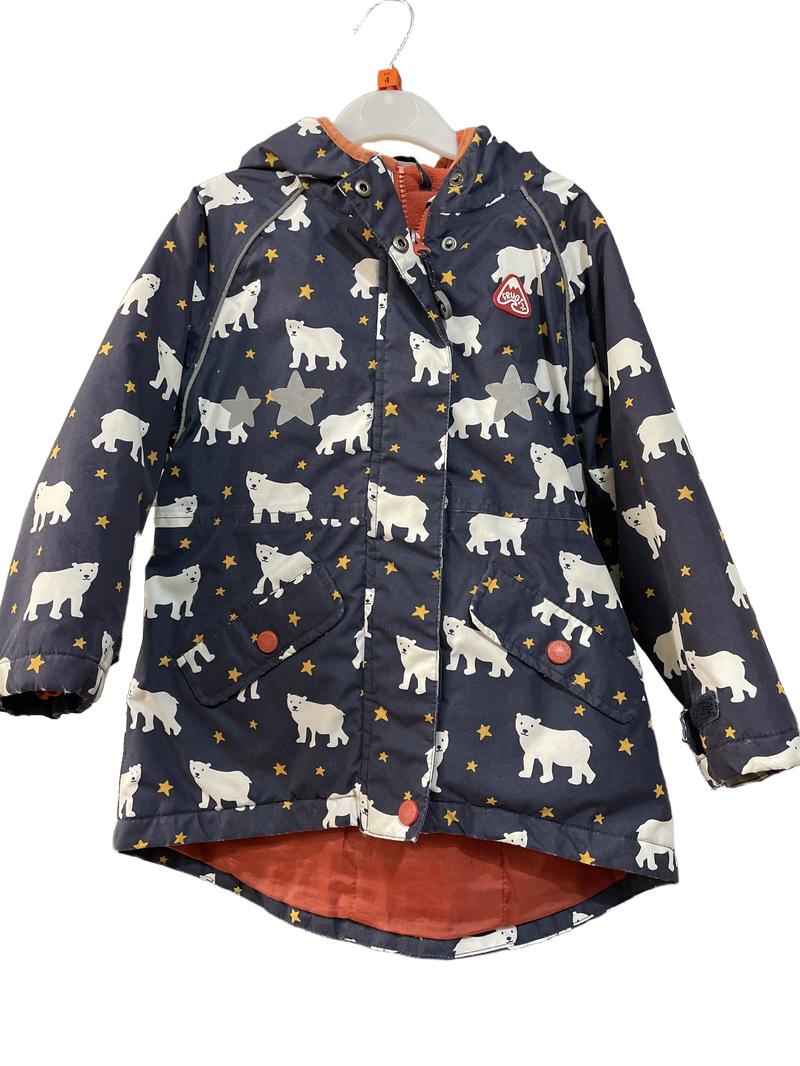 Preloved Frugi - Jacket - Navy Polar Bear Star Lined Rain Jacket (4-5y)