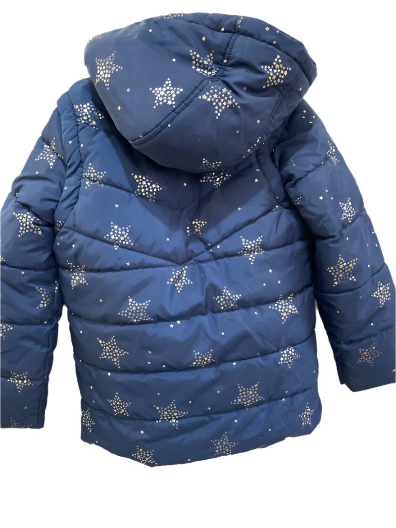 Preloved Joules - Jacket - Navy Silver Star Print 2 In 1 Puffer Jacket, Vest With Removable Hood (7-8y)