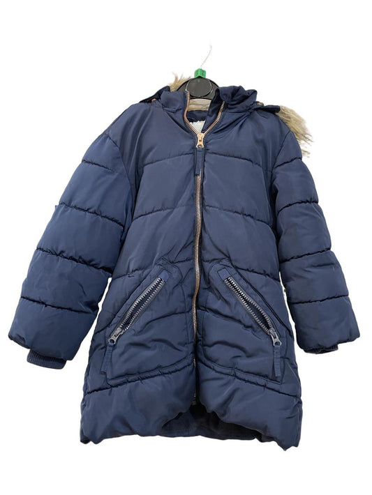 Preloved John Lewis - Jacket - Navy Puffer Parka Jacket With Fur Lined Hood (4-5y)