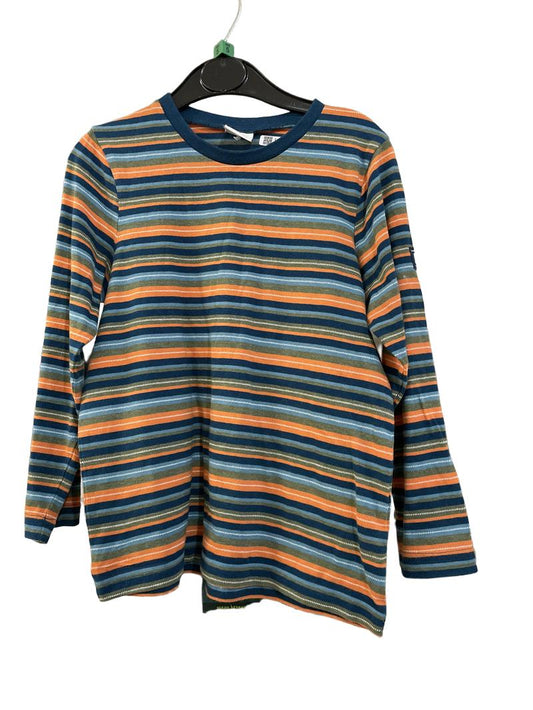 Preloved Polarn O. Pyret - Top - Navy Orange Blue Gray Stripe Long-sleeved Shirt (5-6y)