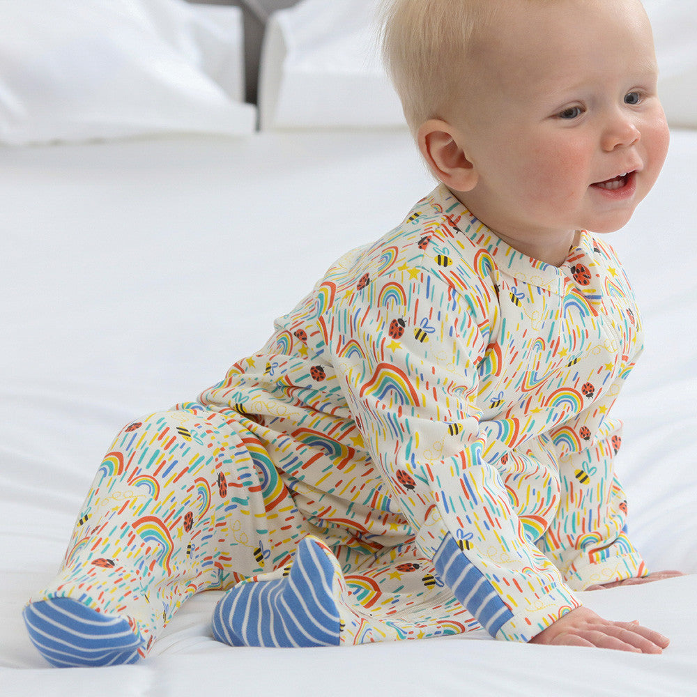Piccalilly Zipped Footed Sleepsuit - Sun Shower