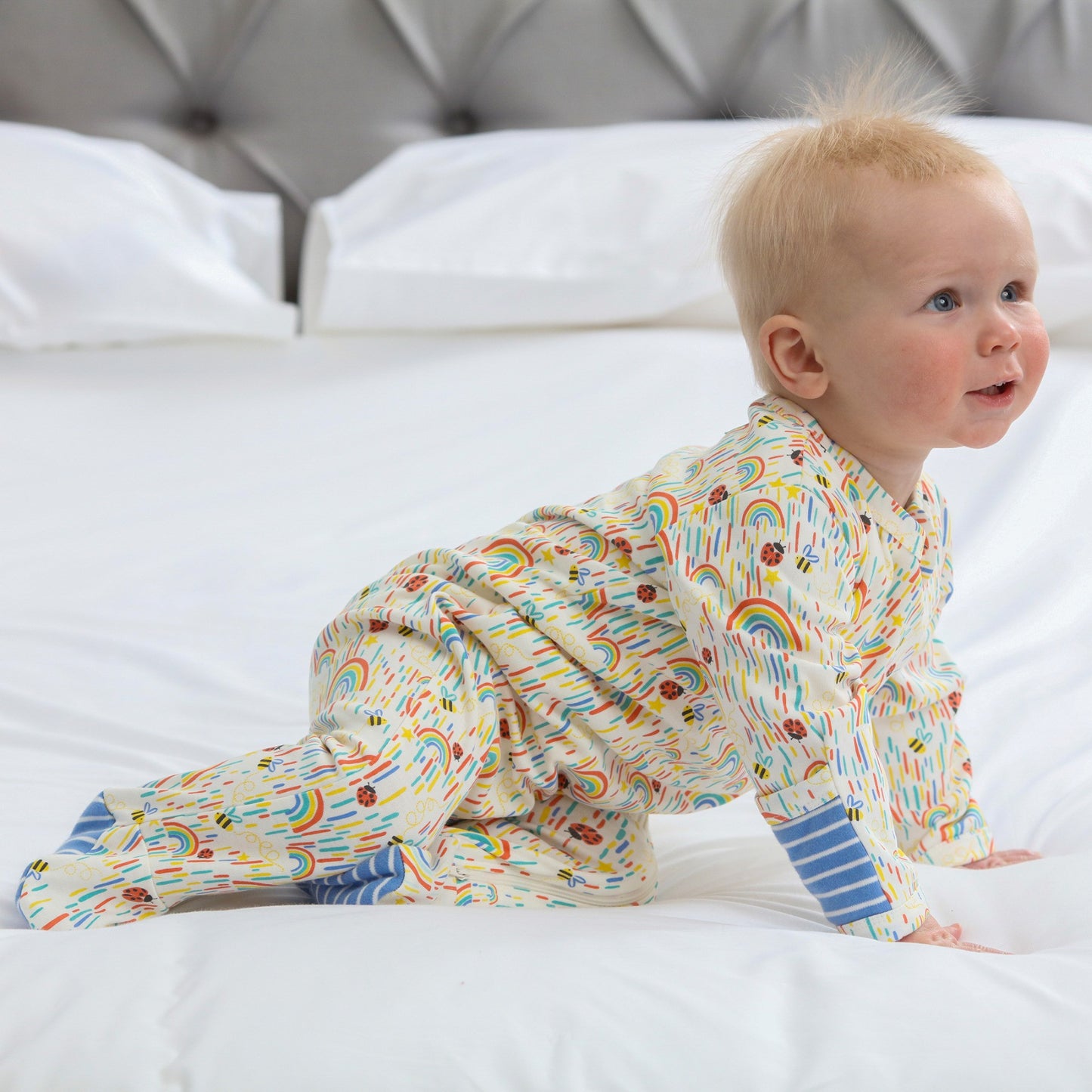 Piccalilly Zipped Footed Sleepsuit - Sun Shower
