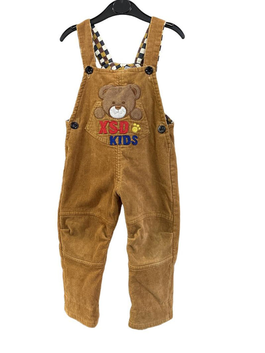 Preloved Unknown Brand - Dungarees - Brown Corduroy Dungarees With Bear Applique And XSD Kids (18-24m)