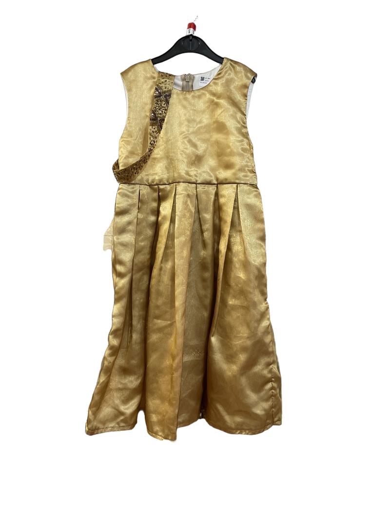 Preloved Unknown Brand - Dress - Handmade Gold Tulle Sleeveless Dress With Beads (8-9y, 9-10y)