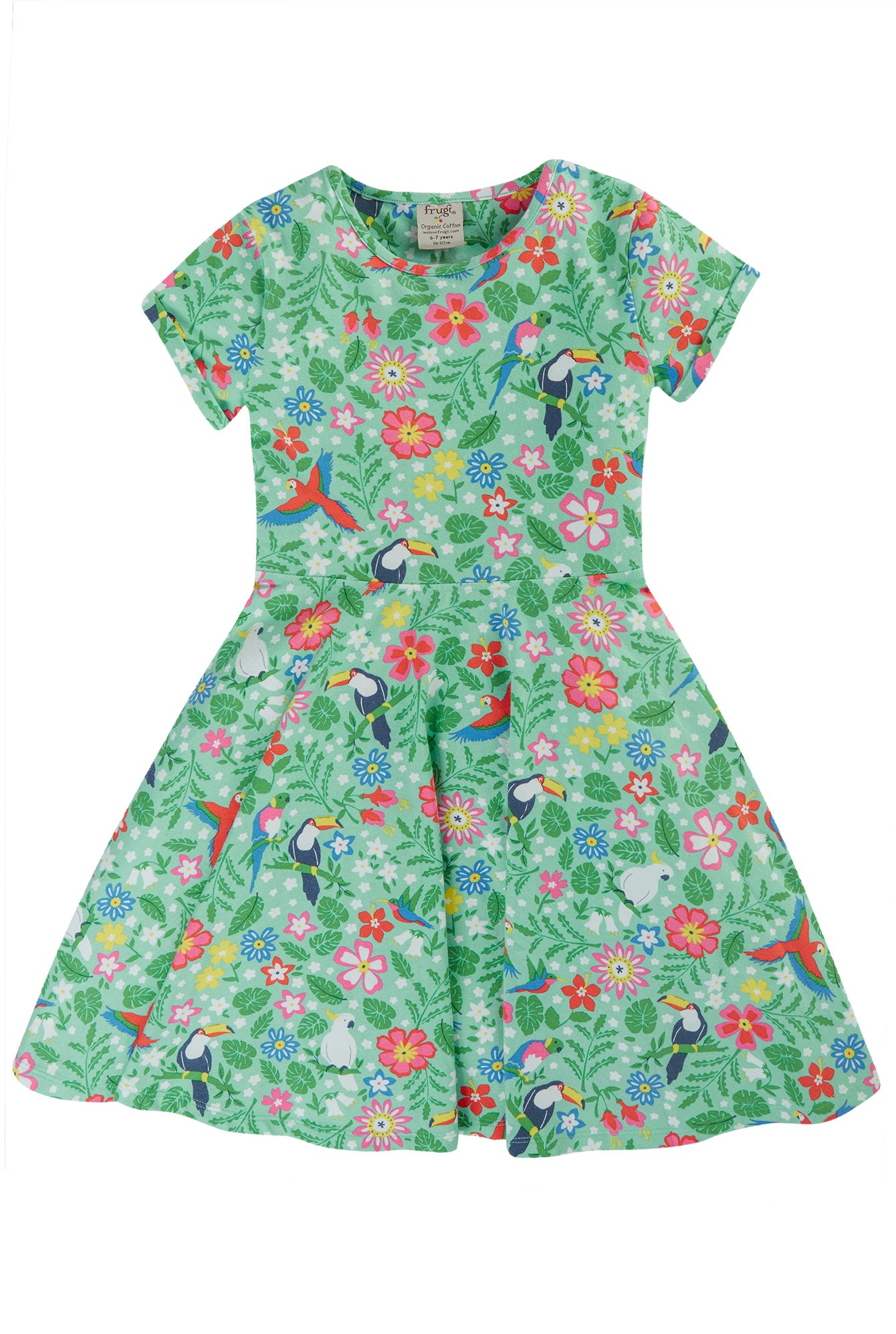 Frugi Spring Skater Dress - Tropical Birds