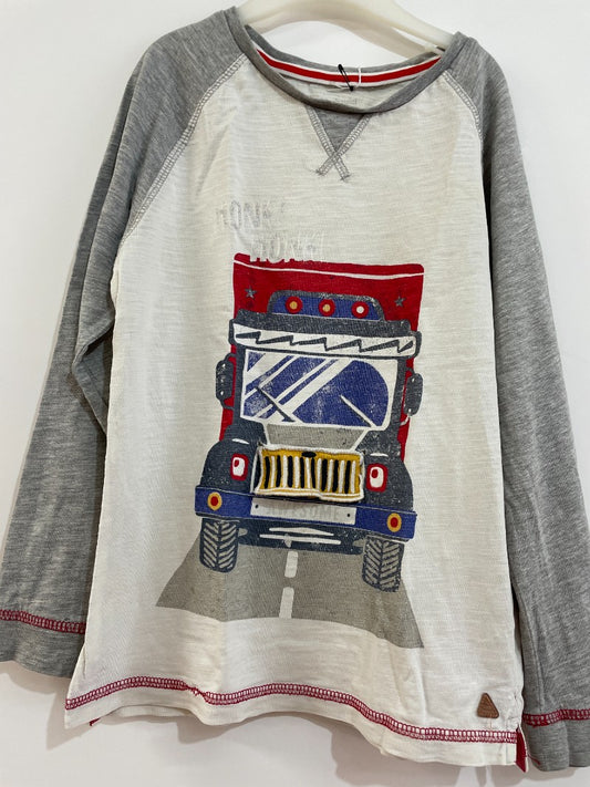 Preloved Mothercare - Top - Gray White Raglan Lorry Lift The Grill Long-sleeved Shirt (6-7y)