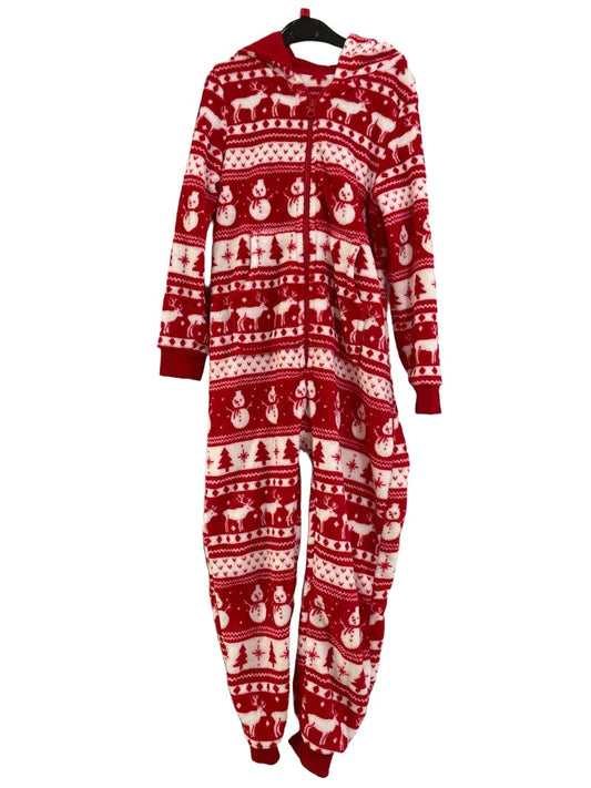 Preloved John Lewis - Sleepwear - Red And White Fleece Christmas Fair Isle Onesie (8-9y)