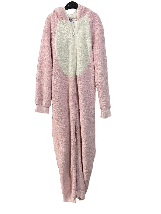 Preloved John Lewis - Sleepwear - Pink Fleece Sherpa Cat Onesie (10-11y)