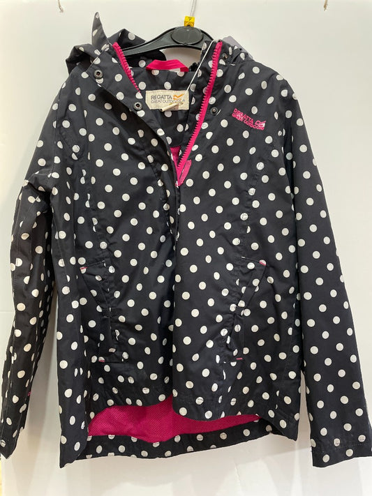 Preloved Regatta Great Outdoors - Jacket - Black Polka Dot Waterproof Rain Jacket (7-8y)